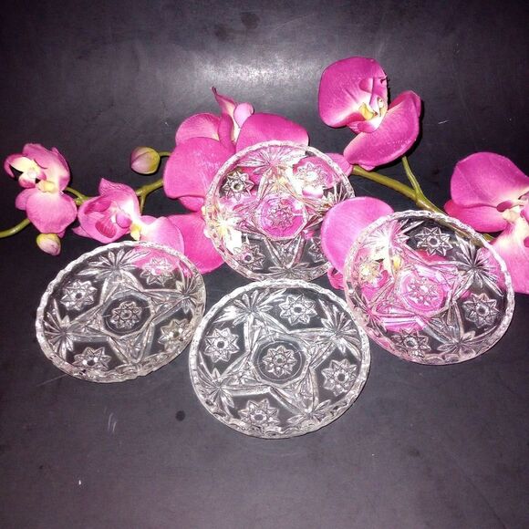 🆕🥃 Vintage Crystal Coasters Set of 4 - Picture 1 of 4